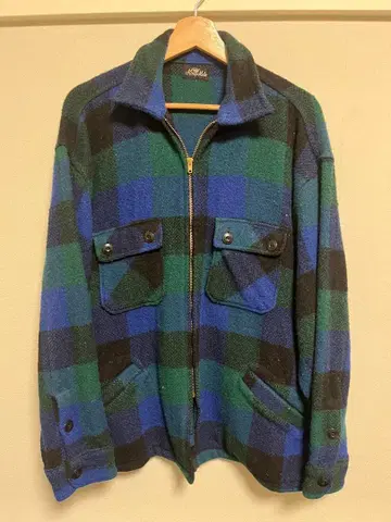 리메이크 체크 무늬 플리스 자켓