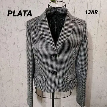 [ PLATA ] 테일러드 자켓 화이트 블랙 체크