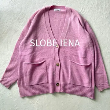 슬로브 이에나 루즈핏 오버사이즈 고급 울 믹스 니트 가디건 핑크