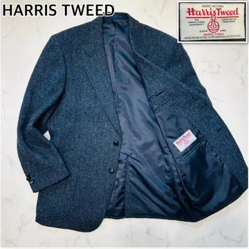 [ 새상품급 ] 해리스 트위드 테일러드 자켓 헤링본 호두 버튼 네이비 M