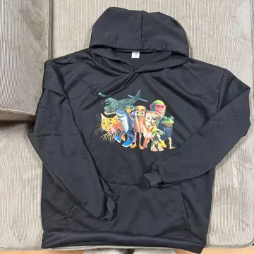 애니메이션 캐릭터 프린트 후드티