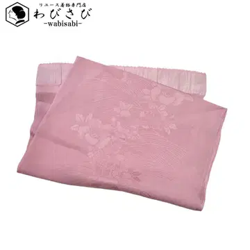 일본 정통의상 소품 오비 장식 천 순수 실크 꽃 무늬 당계색 C-6734