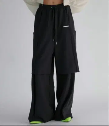 PRANK PROJECT 프론트 레이어드 스웨트 팬츠 블랙