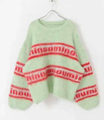 어반 리서치 샤기 보더 로고 니트 민트