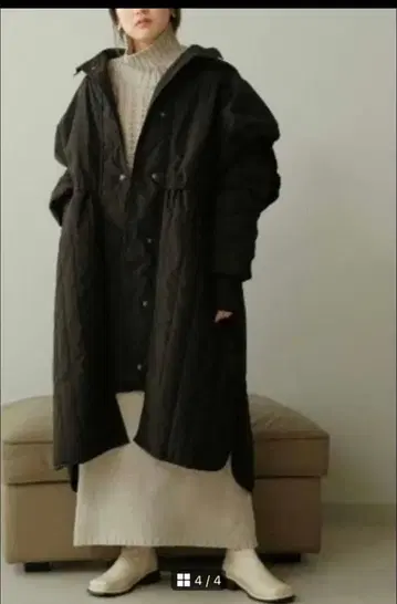 wee9s 위크스 퀼팅 코트 레이어드 충전솜 블랙