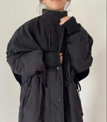 wee9s 위크스 퀼팅 코트 레이어드 충전솜 블랙