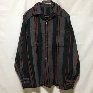 50s 울 셔츠 스트라이프 오픈 카라 셔츠 vintage