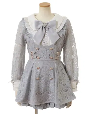 LIZLISA 사이드 하트 버클 레이스 셋업 블루