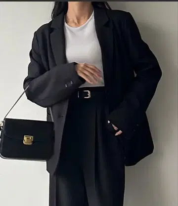 JUNOAH 오버 사이즈 테일러드 자켓 + 하이웨스트 슬랙스 팬츠