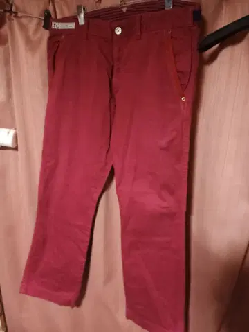 시나코바 빨간색 코튼 캔버스 팬츠 장식 버튼 포함 빅 사이즈 96cm