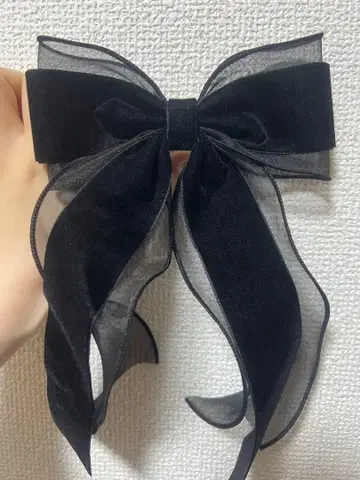블랙 리본 헤어 액세서리
