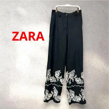 ZARA 자라 자수 린넨 와이드 팬츠