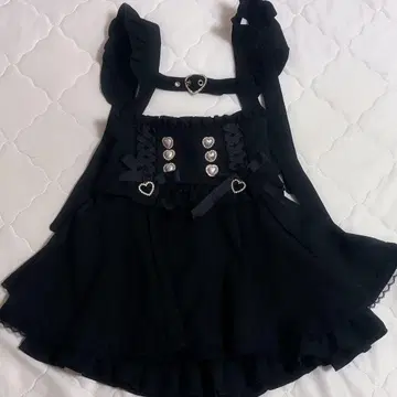 LIZLISA 리즈리사 레이스업 서스펜더 치마바지 블랙