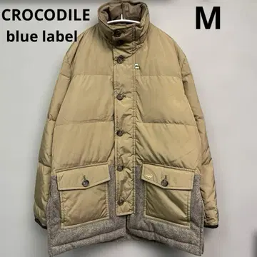 크로커다일 블루 라벨 다운 자켓 베이지 소가죽 코트 M
