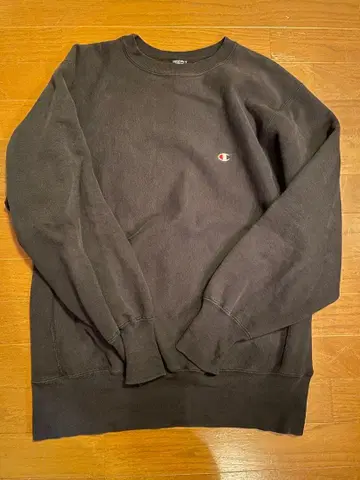 90s 챔피온 눈매 리버스 위브 무지 맨투맨 USA제 블랙 XL