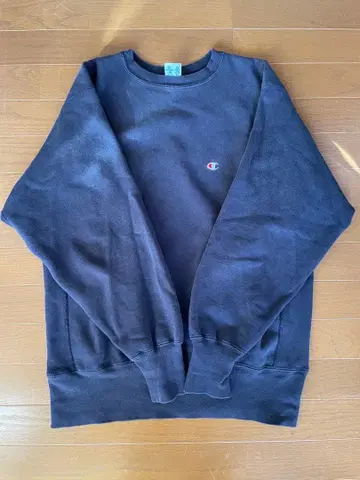 90s 챔피온 눈매 리버스 위브 무지 맨투맨 USA제 블랙 XL