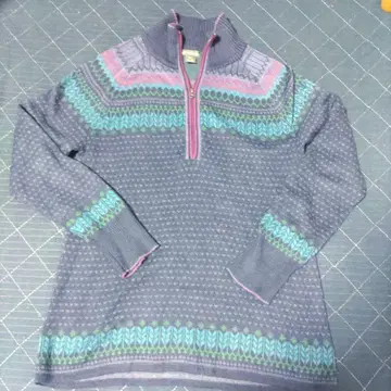 지퍼 달린 하이넥 니트 스웨터 네이비