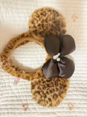 레오파드 무늬 미니 머리띠 복슬복슬