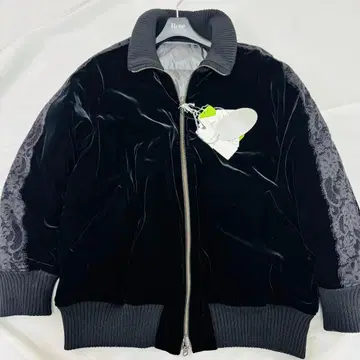 택 포함 미사용 리버서블 다운 블루종 자켓 벨벳