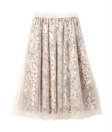 [ 새상품 미사용 ] 플라워 자수 튤 레이스 스커트