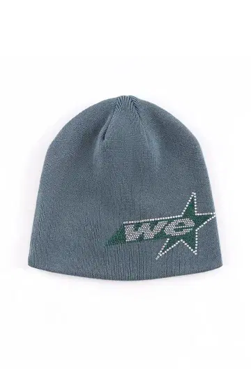 Woke Edge Rhinestone We Star Logo Beanie