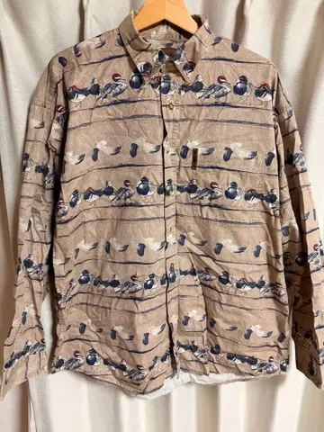 오리 프린트 긴팔 셔츠