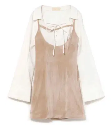 andmary Betty velour mini dress beige