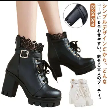 미사용 새상품 여성용 하이힐 부츠 레이스