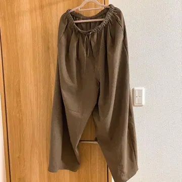 스튜디오 클립 볼륨 와이드 이지 팬츠 F 베이지 체크