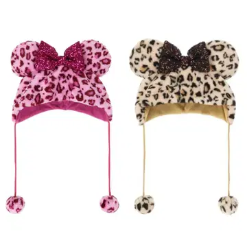 [새상품급] 디즈니 미니 팬캡 레오파드 무늬 핑크&브라운 2세트