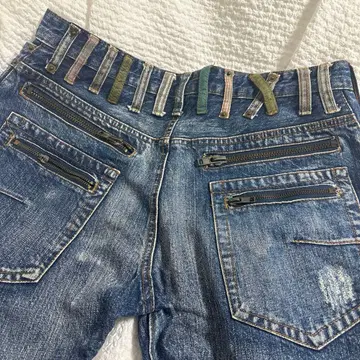 데님 지퍼 포켓 절개 디자인 청바지 42