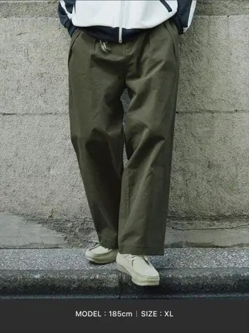 bleme 헤비 트윌 와이드 스트레이트 그루카 치노 팬츠