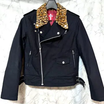 no future 라이더 자켓 레오파드 백 프린트