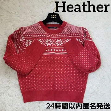 택없는 새상품 Heather 헤더 노르딕 무늬 니트 도트 하트 레드
