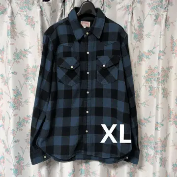 DELUXEWARE 블랙 x 블루 체크 셔츠 XL