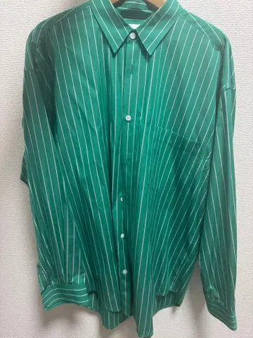 THOMAS MASON 그린 스트라이프 긴팔 셔츠