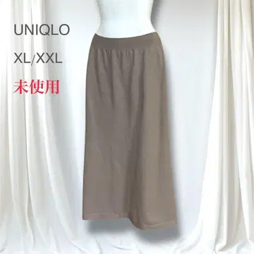미사용 유니클로 수플레얀 스무스 스커트 롱 무지 그레이지 XL