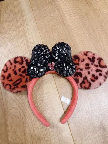 디즈니 리조트 핑크 레오파드 무늬 머리띠