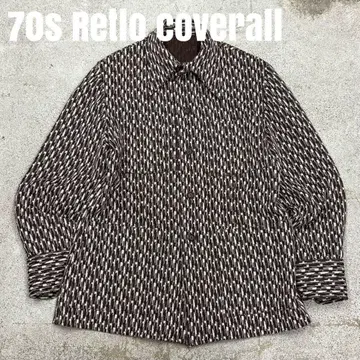 70s 레트로 히피 올 패턴 폴리 셔츠 커버올 자켓