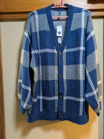 새상품 빅 사이즈 체크 무늬 가디건 XL