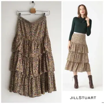 질스튜어트 무릎 길이 빈티지풍 꽃무늬 개더 프릴 스커트