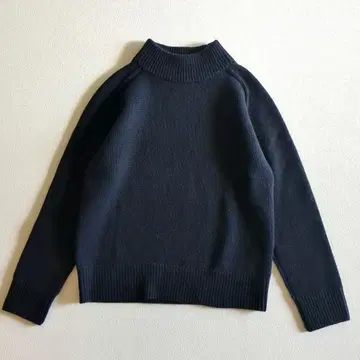 에부르 하이넥 니트 캐시미어 혼방 울 네이비