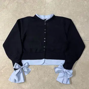 [ 미사용 새상품 ] Bibiy. 블라우스 도킹 가디건 네이비