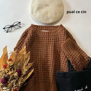 b1756* 퓨어세신 울 혼방 와플 풀오버 니트