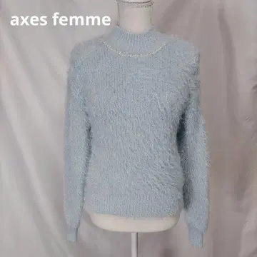 axes femme 펄 하이넥 페더 니트 스웨터