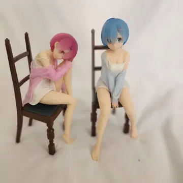 렘과 라무 피규어 2체 세트 새상품급 애니메이션 15cm