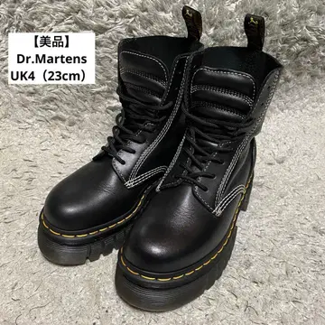[ 새상품급 ] 닥터마틴 가죽 통굽 부츠 23cm 화이트 스티치
