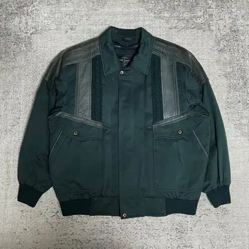 구제 의류 단장 가죽x아크릴 봄버 자켓