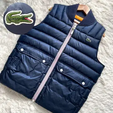 미사용급 라코스테 라이브 다운 베스트 가슴 부분 로고 W 지퍼 네이비 L