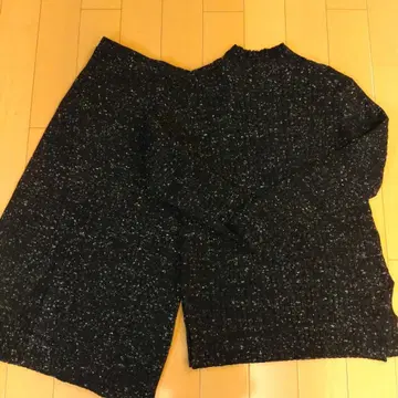 블랙 계열 리브 니트 셋업